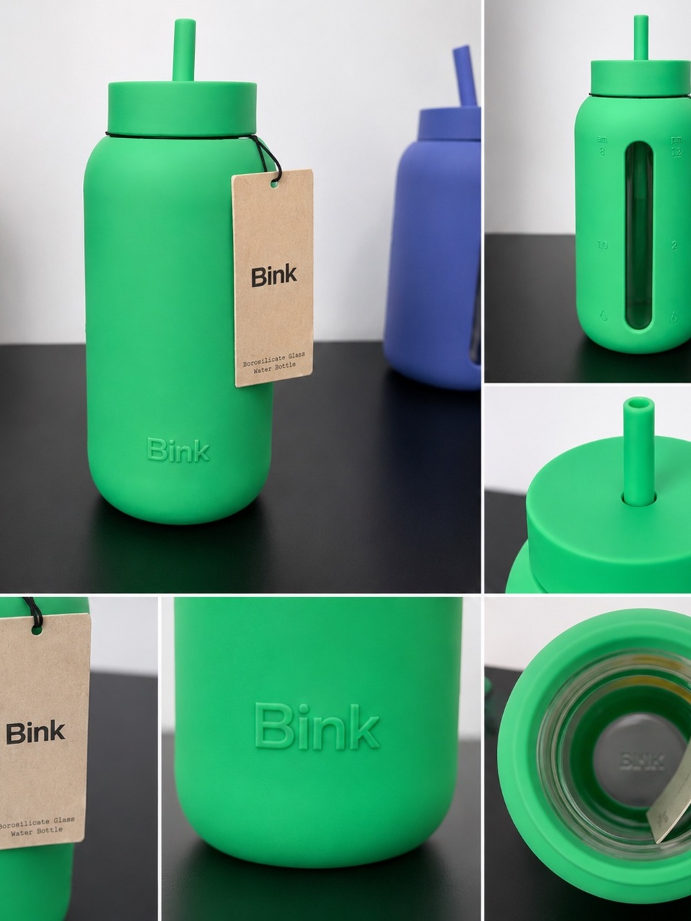 Bink Silicone Glass Water Bottle - Green 27OZ